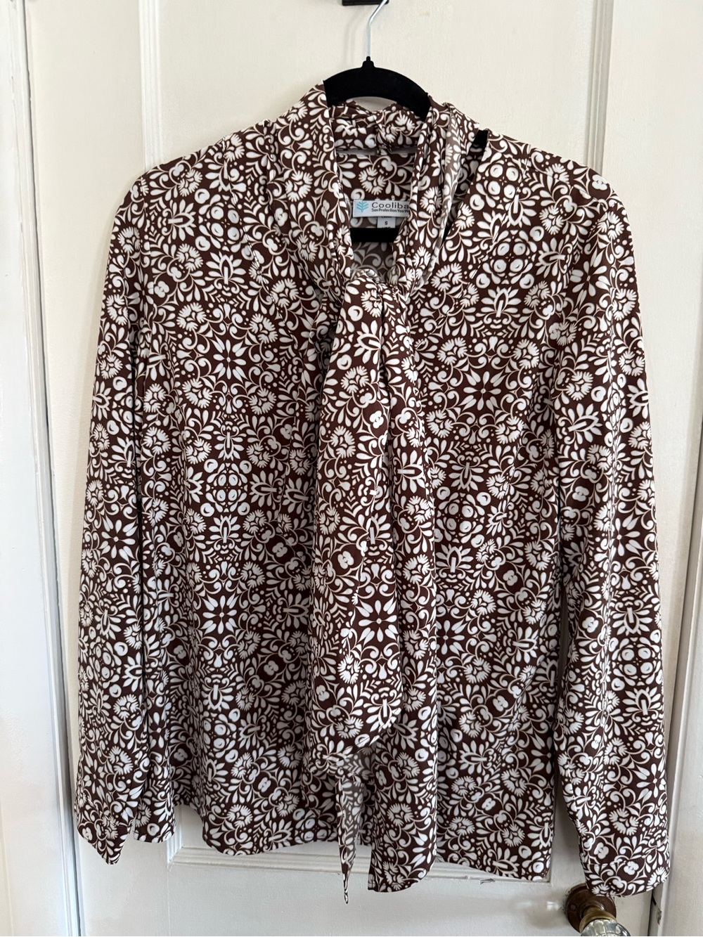Women's Coolibar The Chillon Brown Floral Blouse UPF 50+ Size: Small